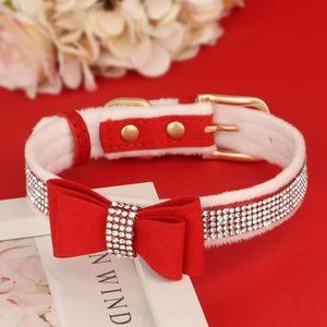 NEW Sparkling Bling Swarovski Crystal Rhinestone Pet Dog Fleece Collar +…